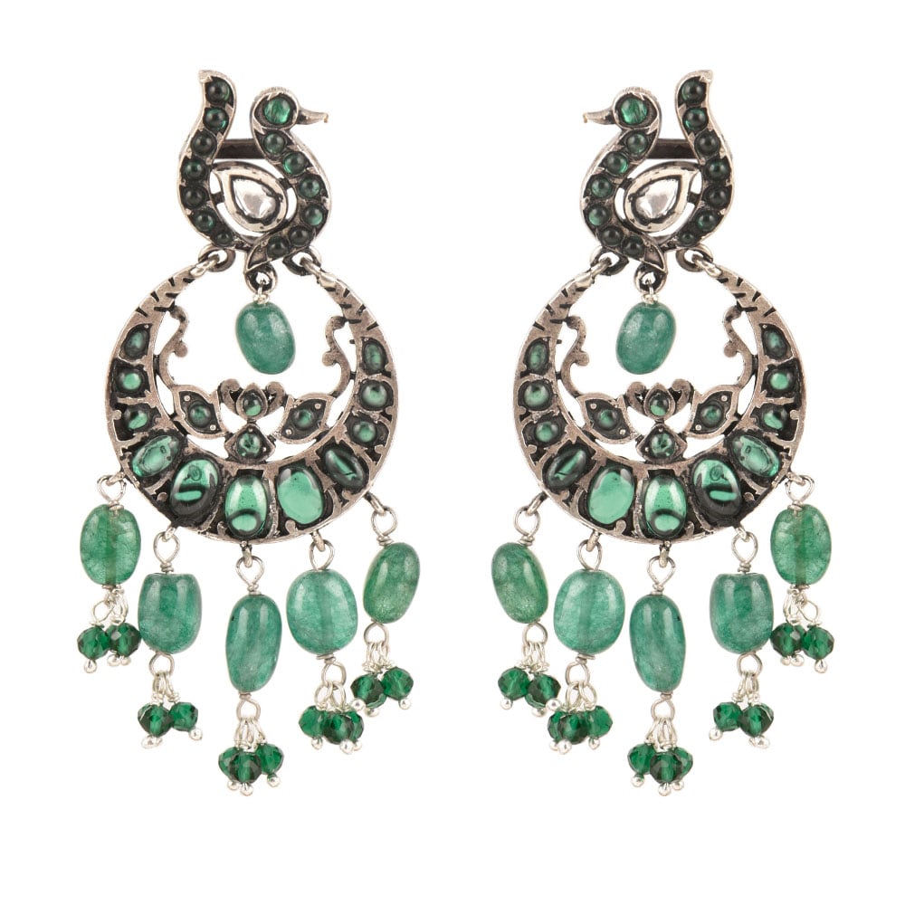 Close up of handcrafted Ethnic Green Stones detailing