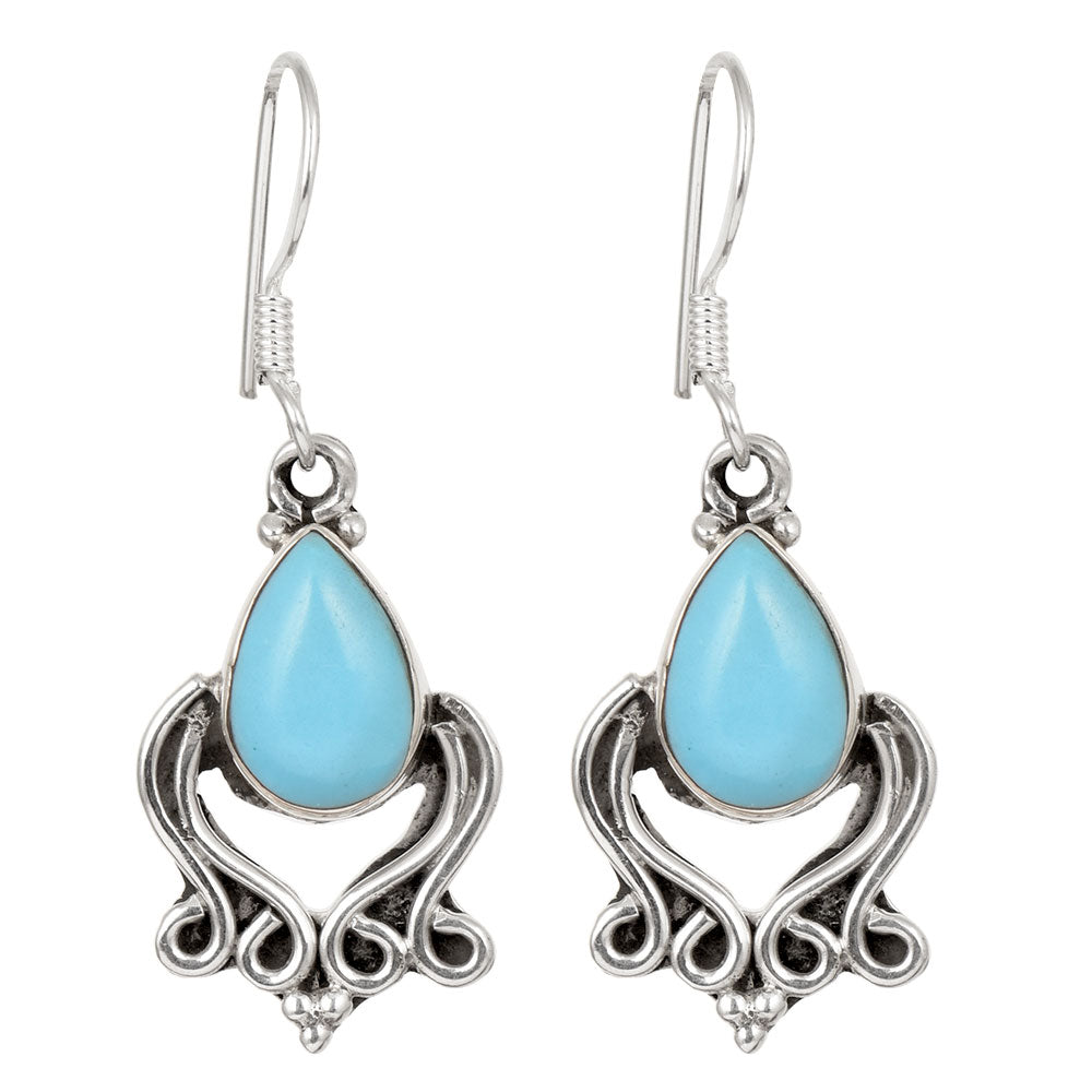 Focus on the turquoise dangle motif of these turquoise dangle earrings.