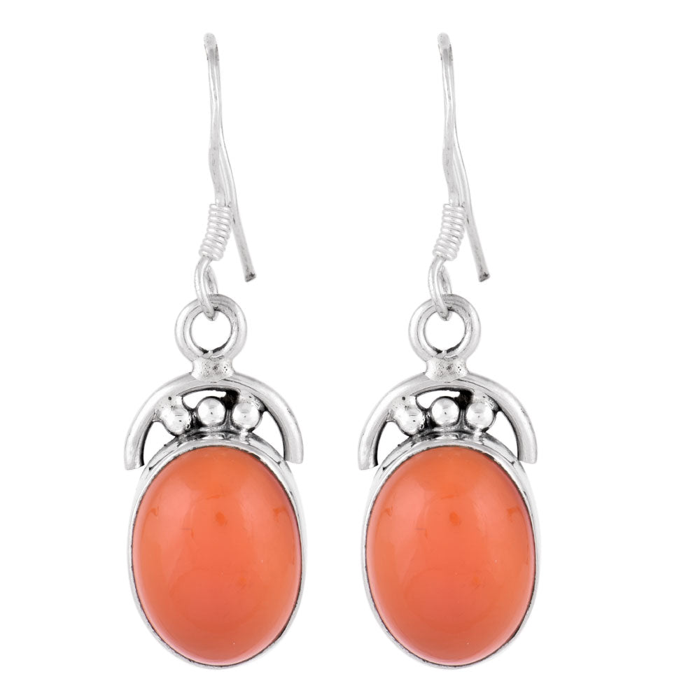 Artisan finishing on carnelian earrings with 92.5 Sterling Silver