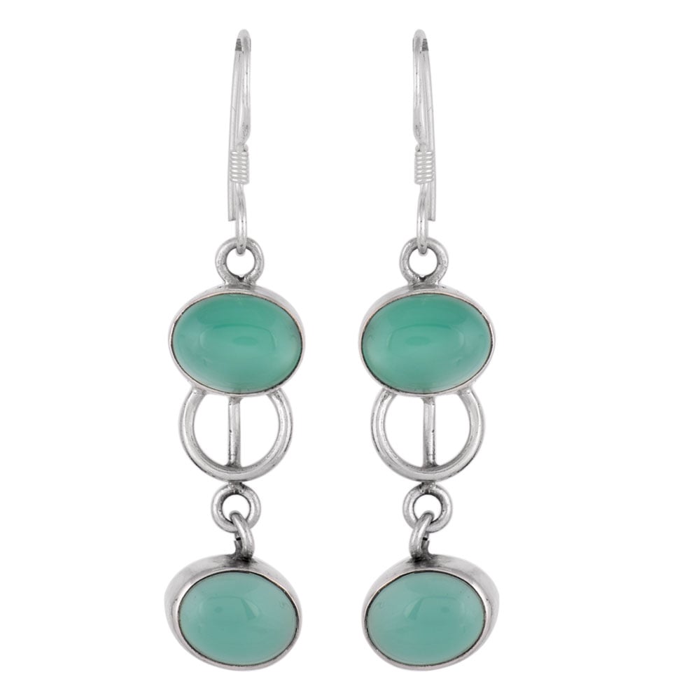 Artisan finishing on natural green aventurine earrings with 92.5 Sterling Silver