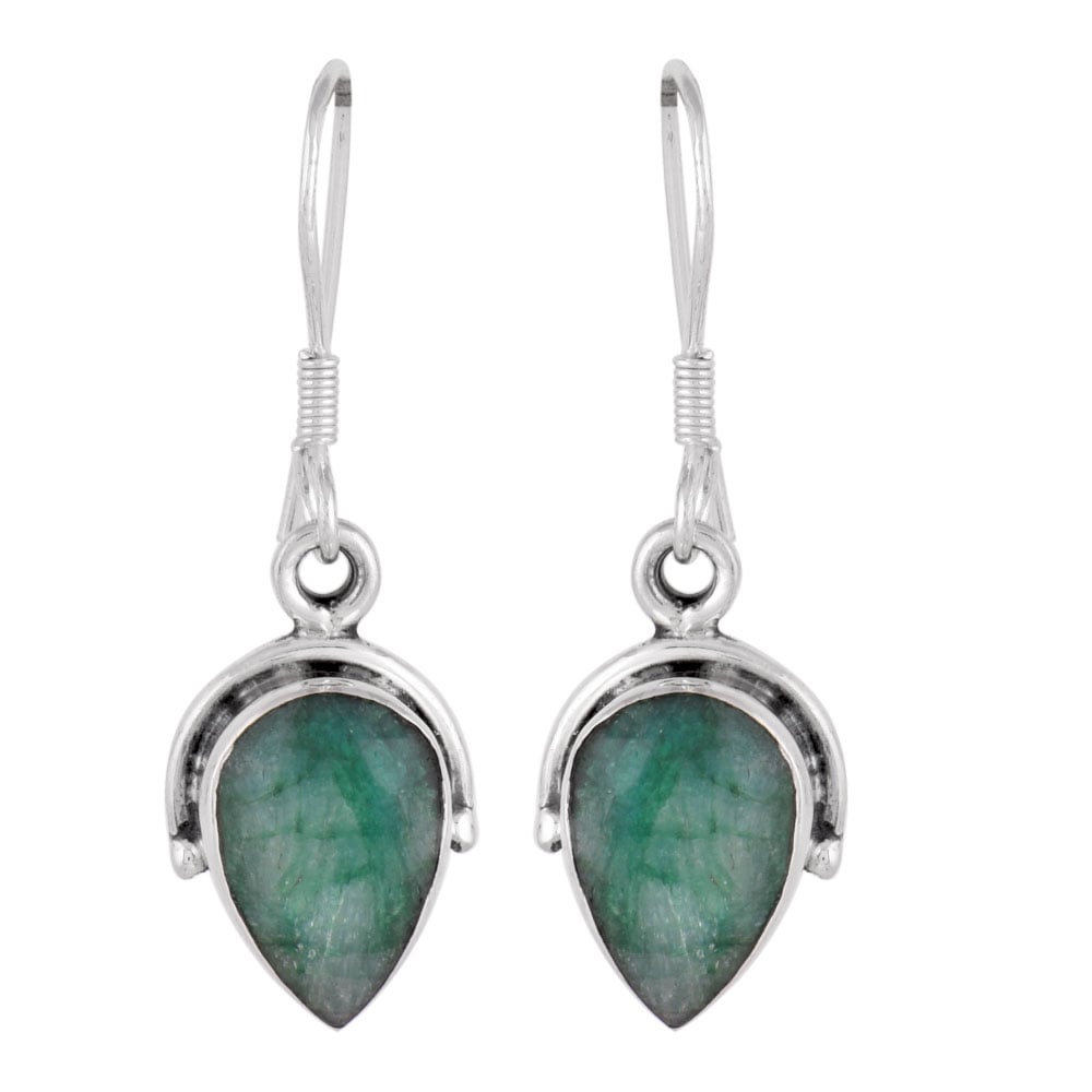 Artisan finishing on chrysoprase green earrings with 92.5 Sterling Silver