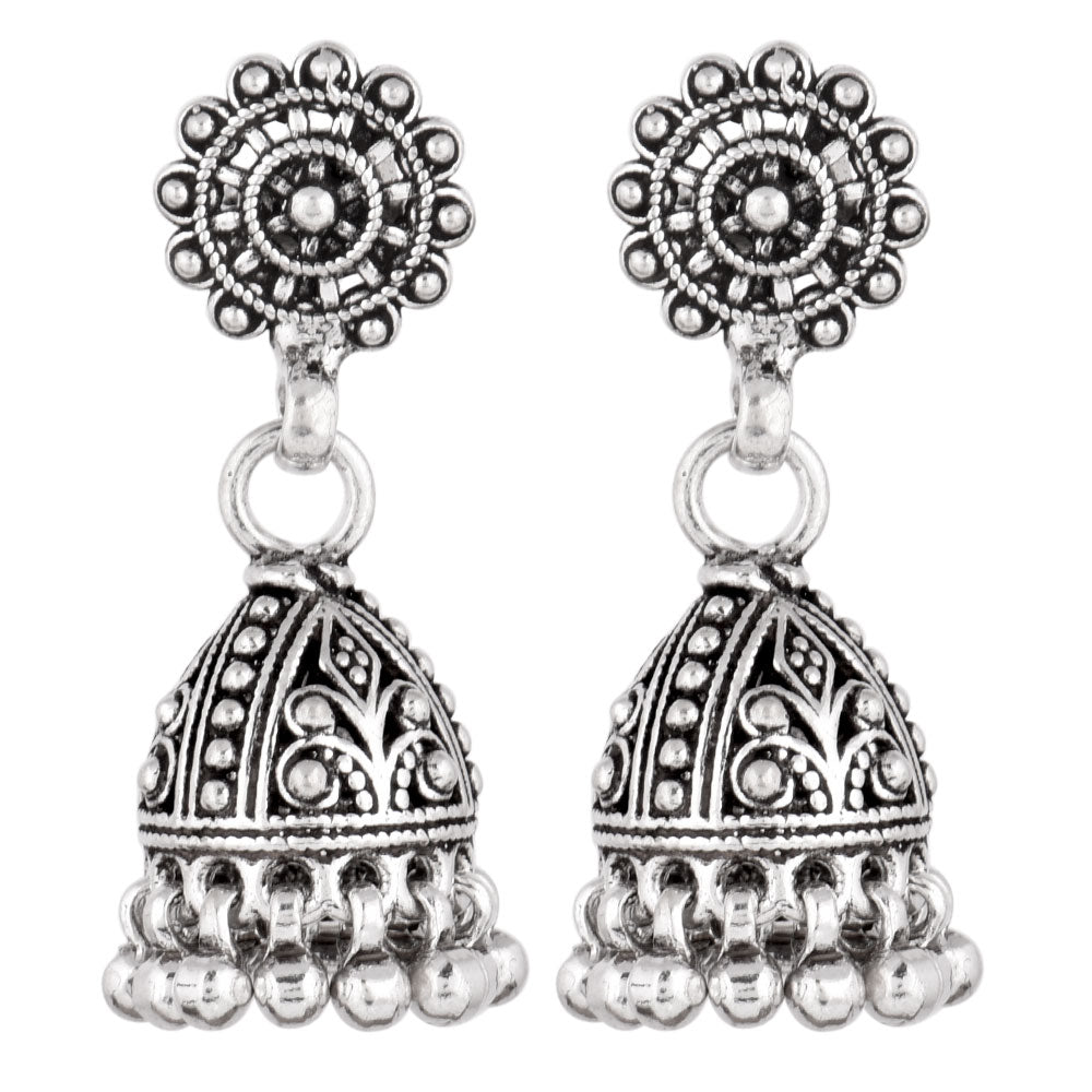 Handmade jhumka earrings fashioned in 92.5 Sterling Silver
