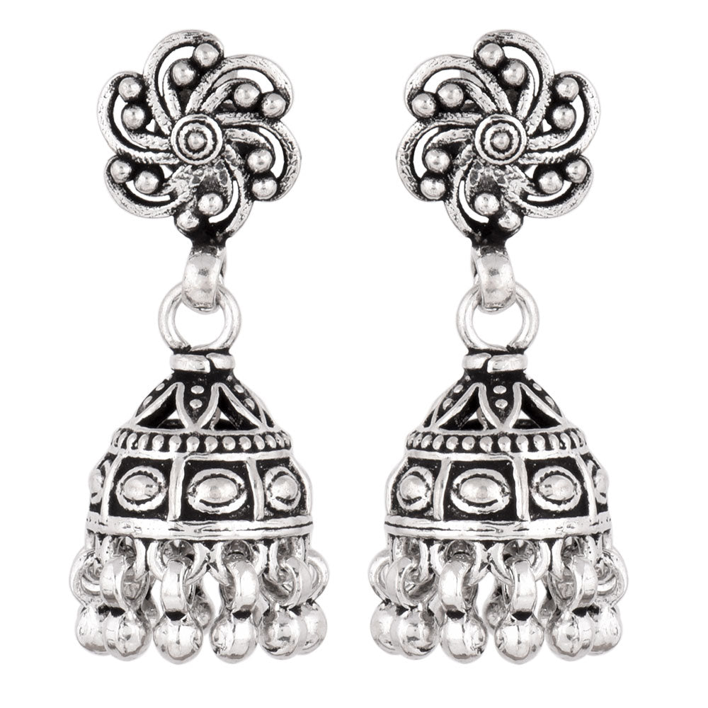 Handmade floral earrings fashioned in 92.5 Sterling Silver