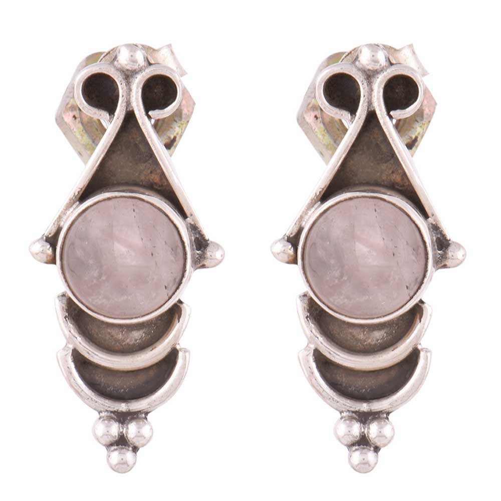 Angled view of lightweight stud earrings crafted in 92.5 Sterling Silver
