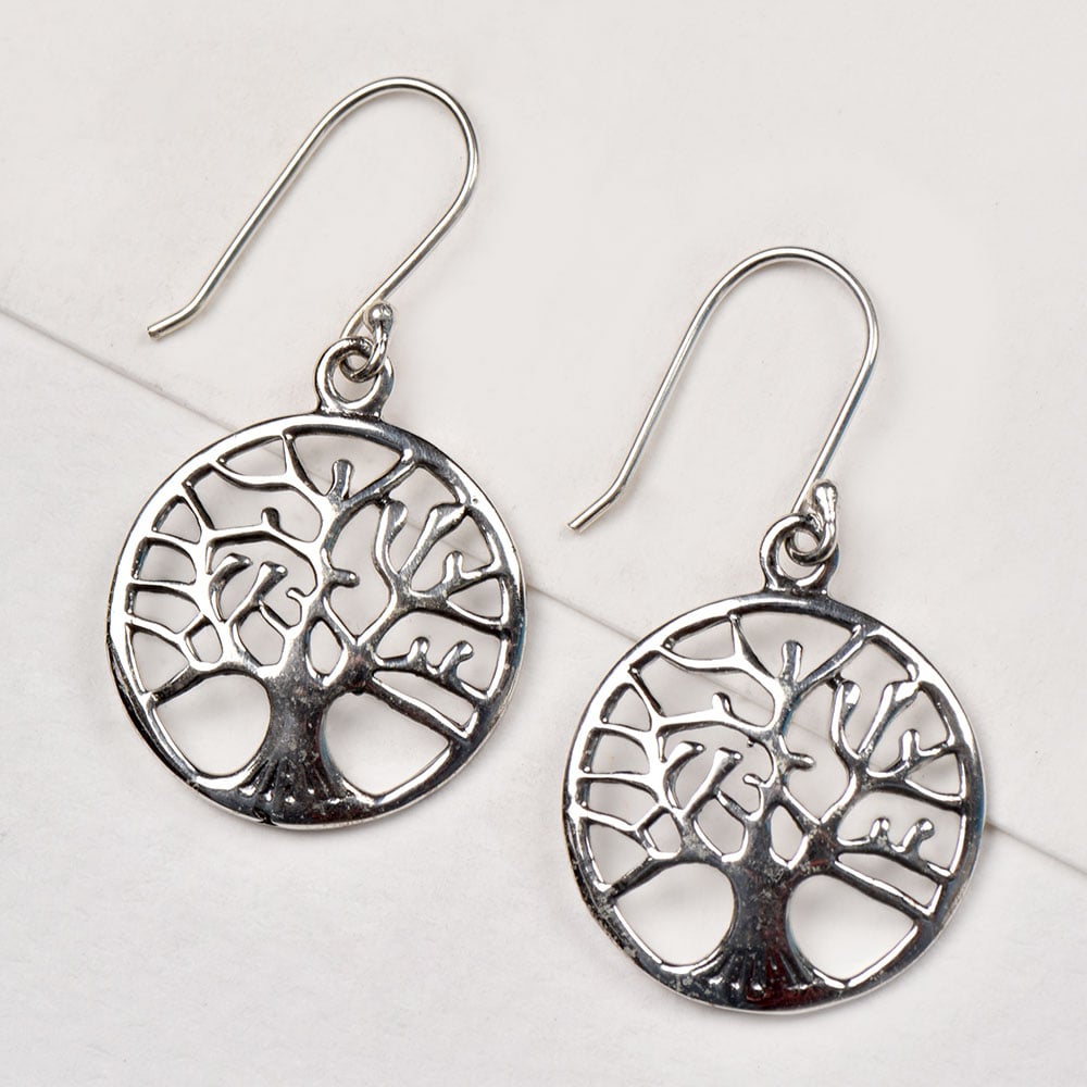 handcrafted the Tree of Life pattern earrings in 92.5 Sterling Silver