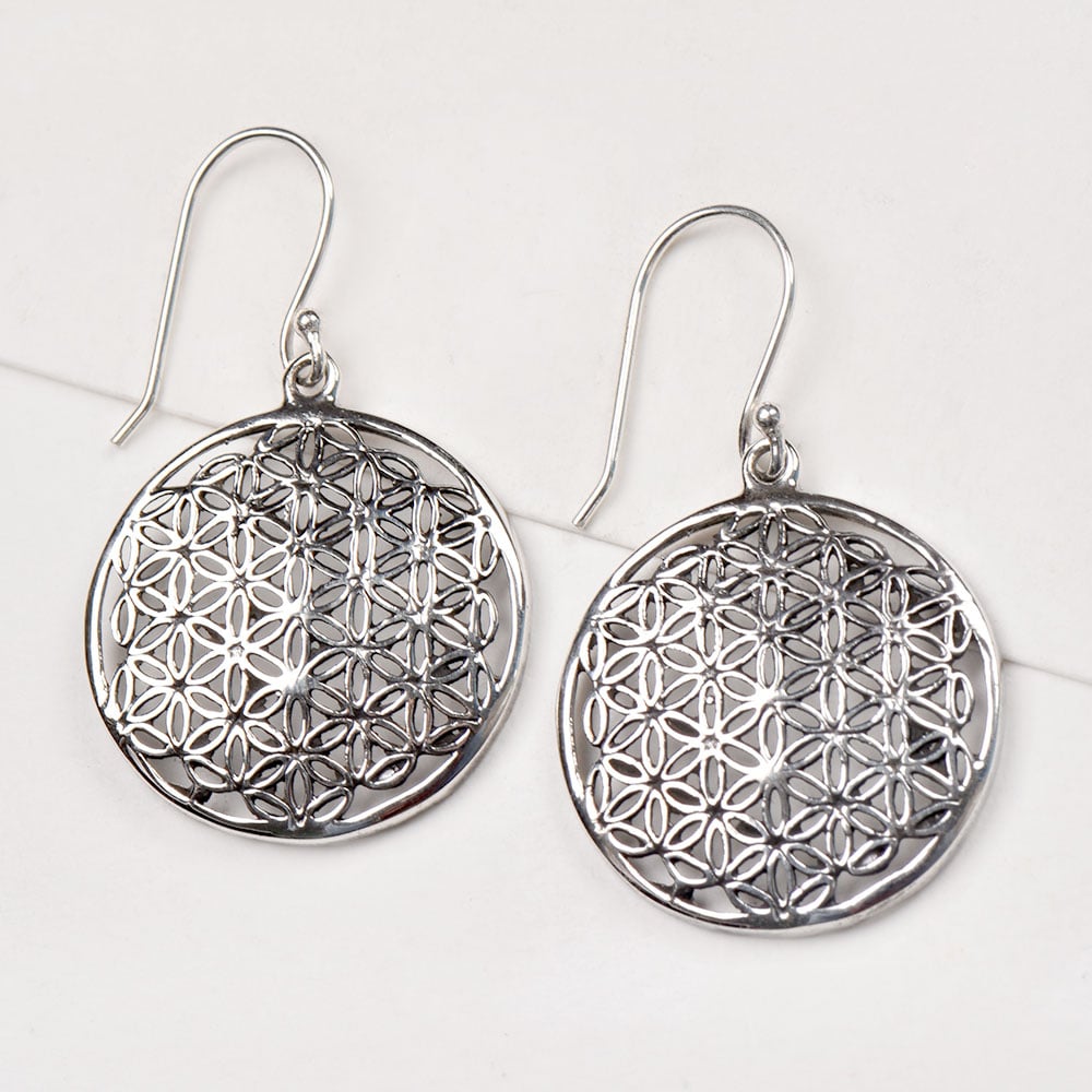 classic floral patterns symbol earrings in 92.5 Sterling Silver