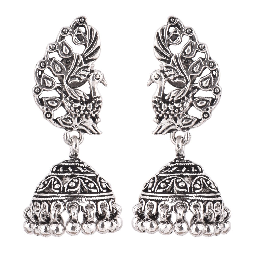 Pair of Peacock earrings with subtle sheen