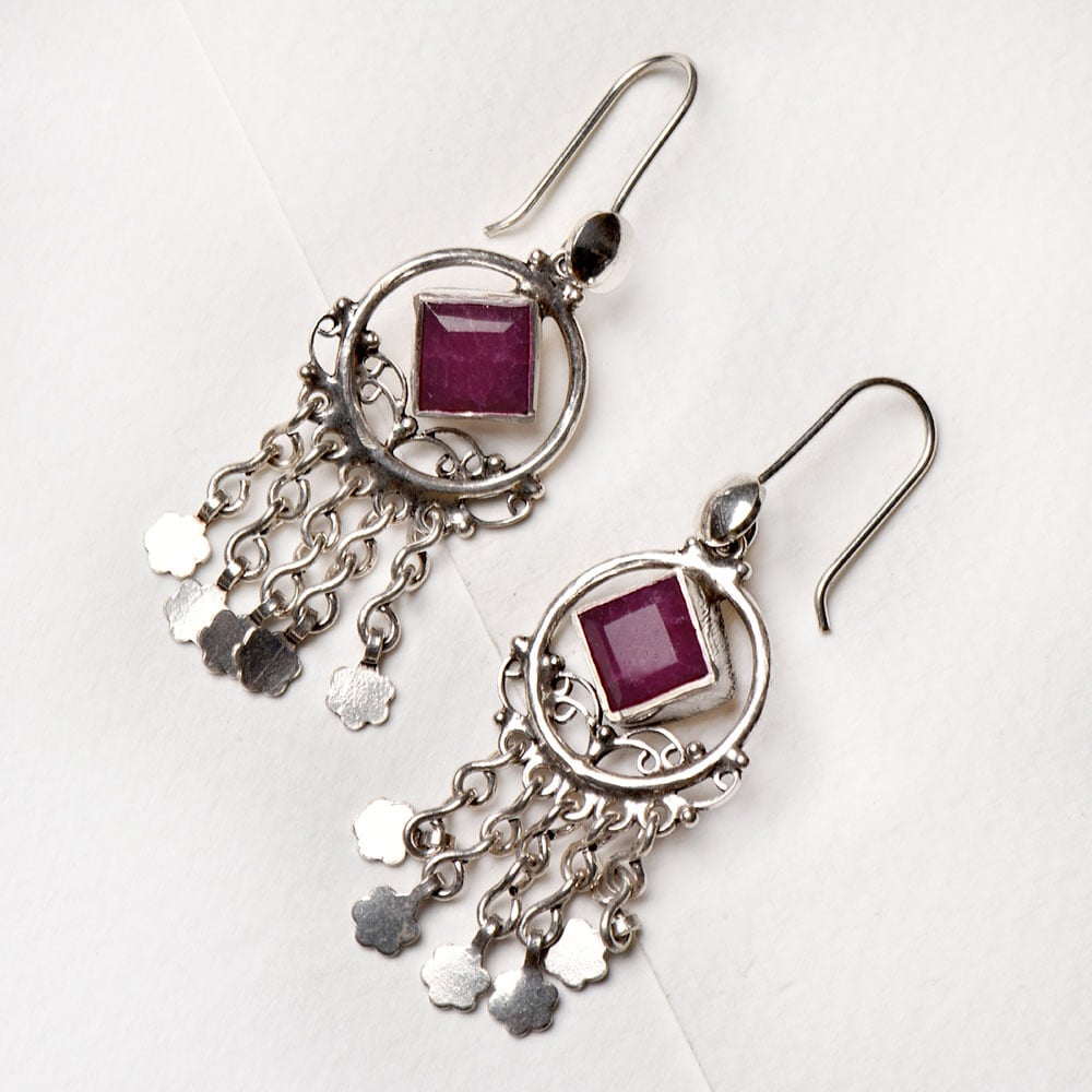 Handmade dangle earrings fashioned in 92.5 Sterling Silver