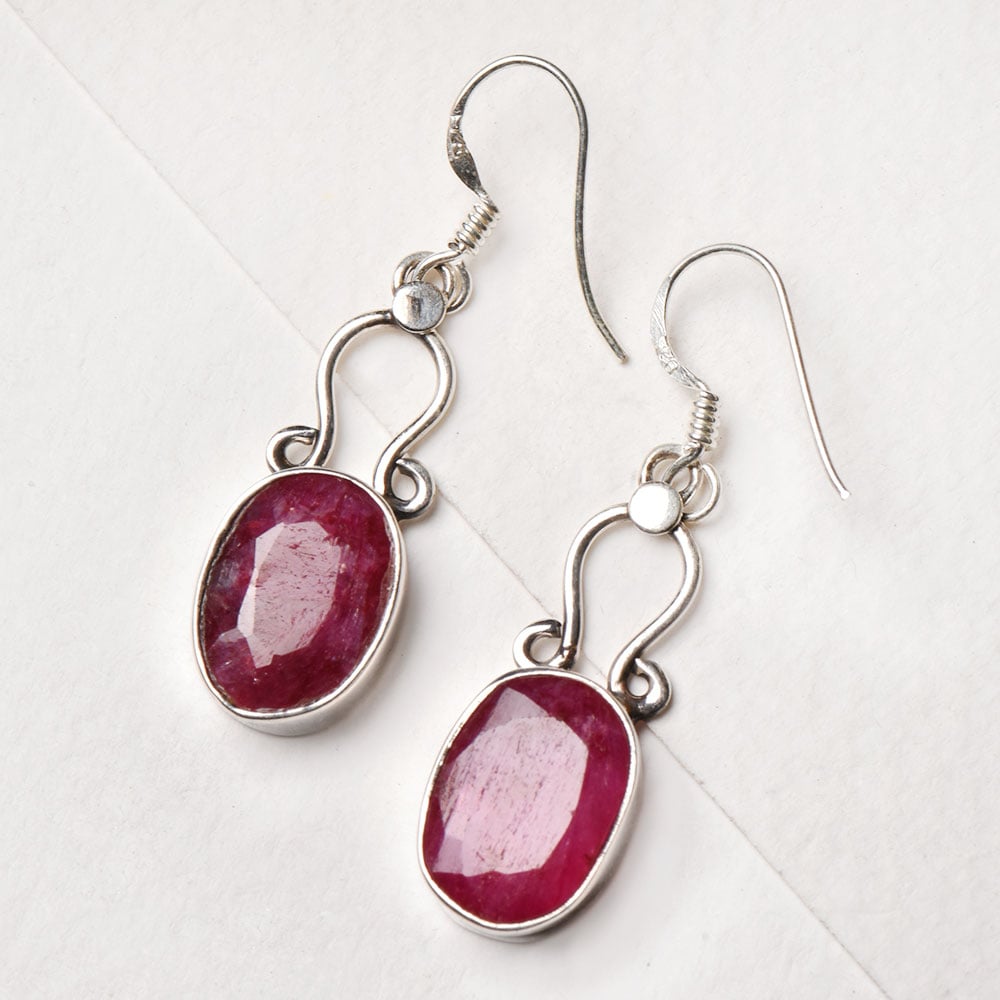 Detail of polished finish and Pink Tourmaline accent in 92.5 Sterling Silver