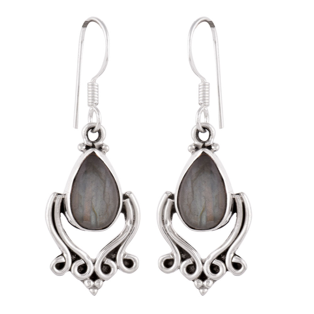 Angled view of lightweight oval earrings crafted in 92.5 Sterling Silver