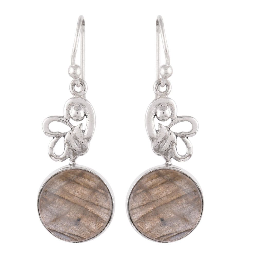 Front view of Gul Jade earrings in 92.5 Sterling Silver