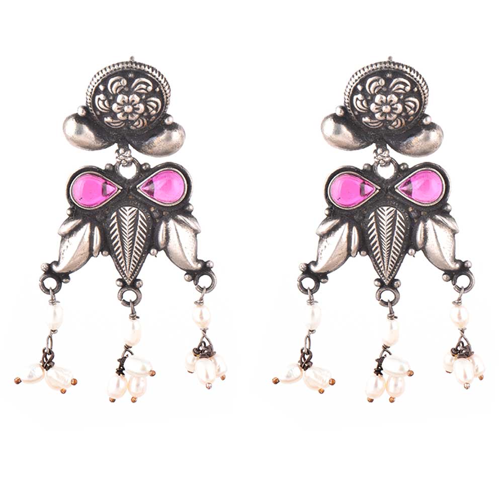 Gorgeous Jade & Pearl earrings crafted by hand