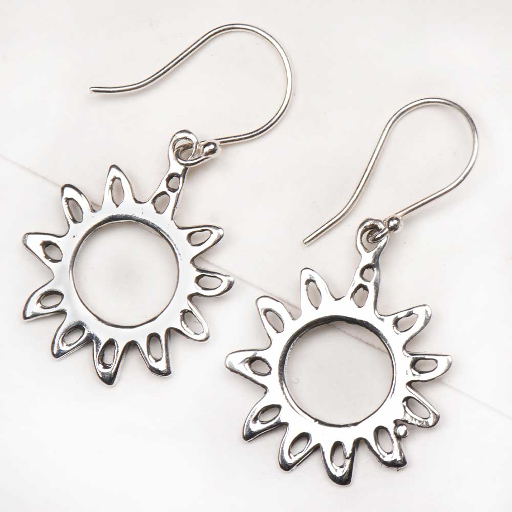 Delicate sunflower filigree girls earrings inspired by Rajasthani art