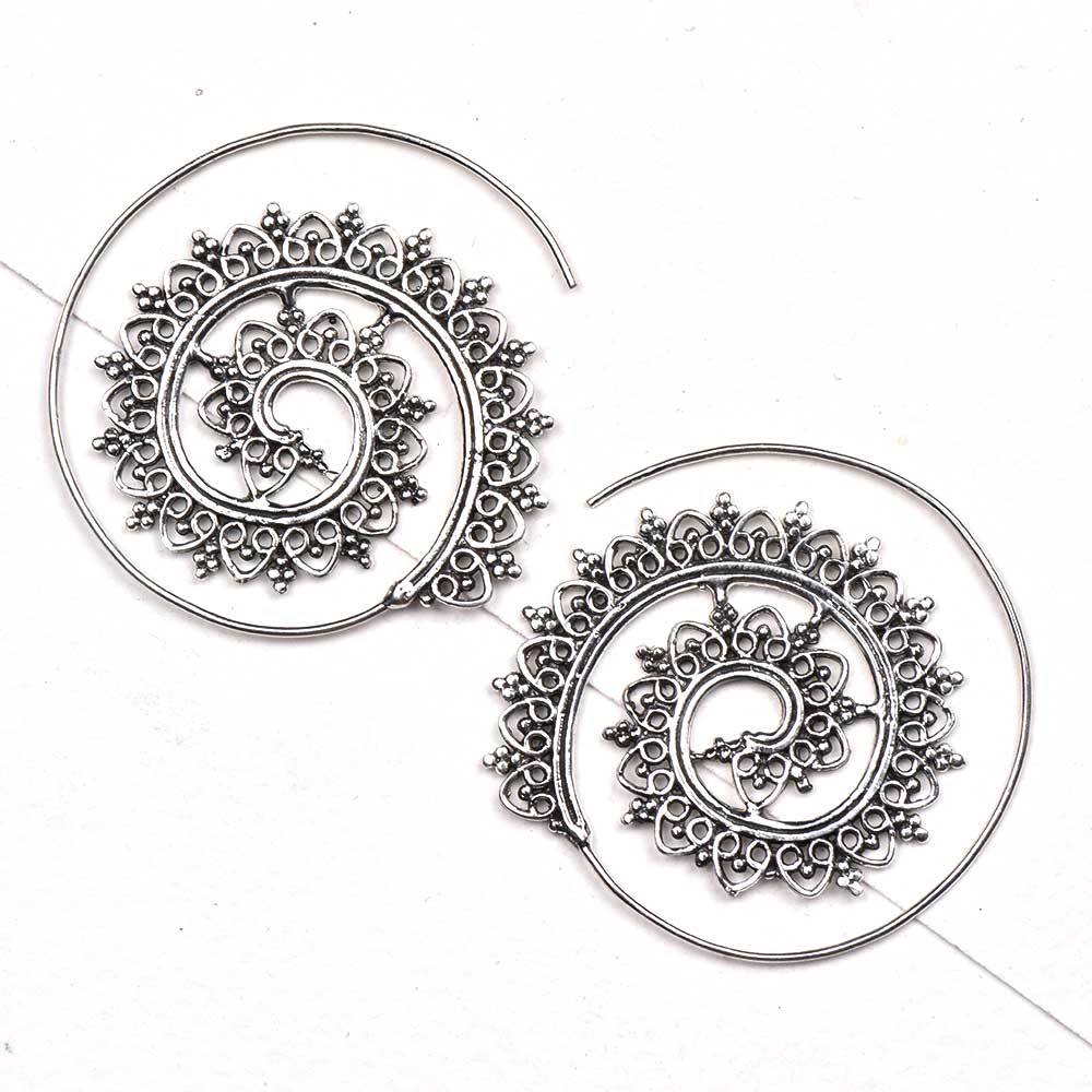 Close-up view of 92.5 sterling silver leaf earrings design