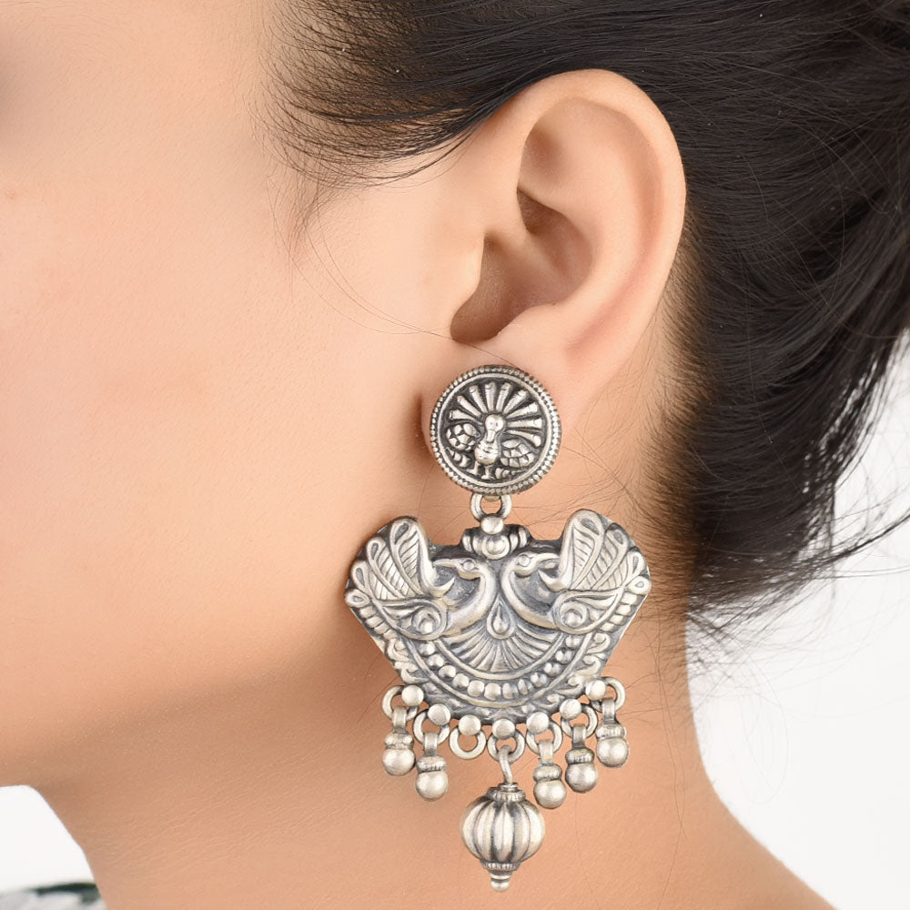 Handmade Peacock Earrings 92.5 Sterling Silver