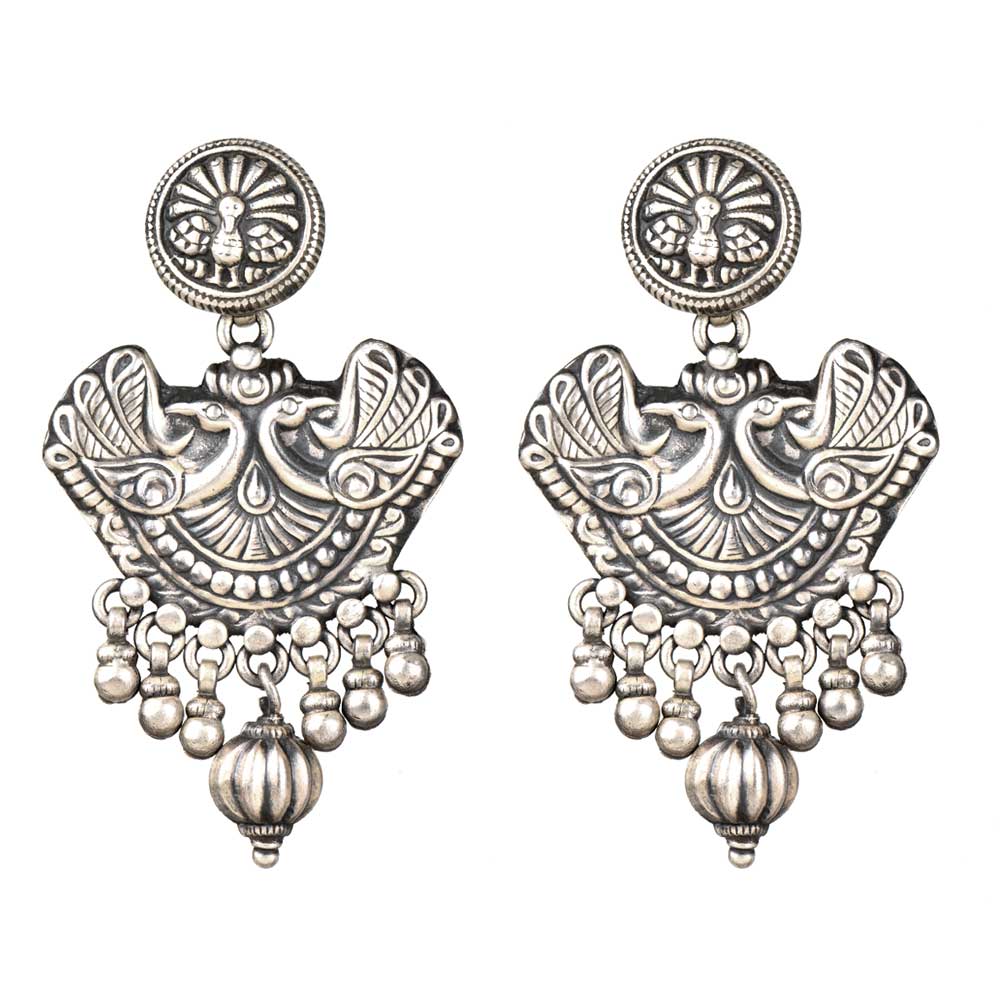 Handmade Peacock Earrings 92.5 Sterling Silver