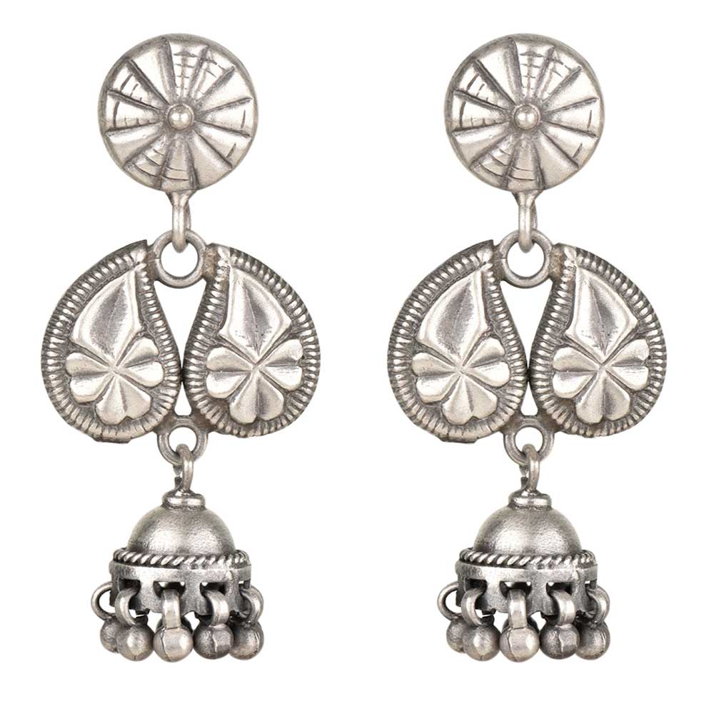 92.5 Sterling Silver jhumki earrings with pure jhumkies ethnic, skillfully made for quiet luxury.