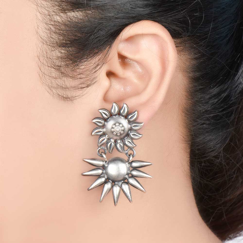 Pair of 92.5 sterling silver starry delight stud stud earrings displayed elegantly