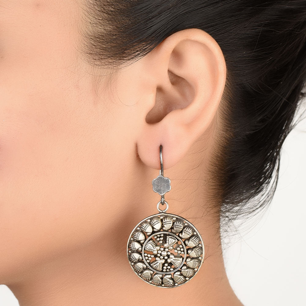 Handmade Round Drop Earrings 92.5 Sterling Silver