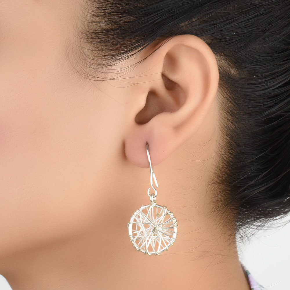 Front view of Reet boho chic style earrings crafted in 92.5 Sterling Silver.