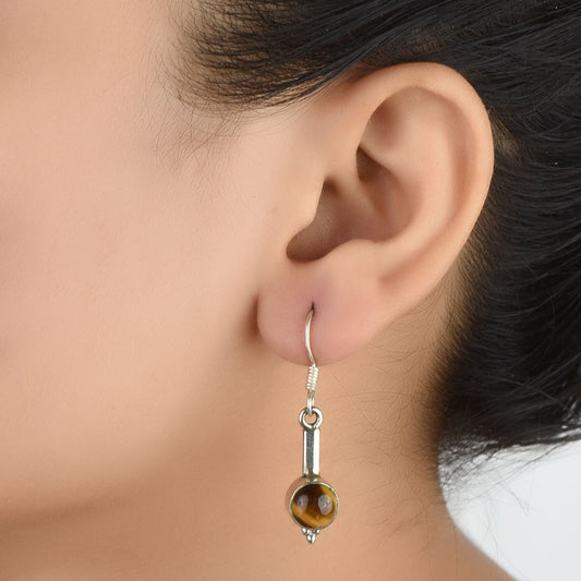 Front view of Reet pure ball design dangle earrings crafted in 92.5 Sterling Silver.