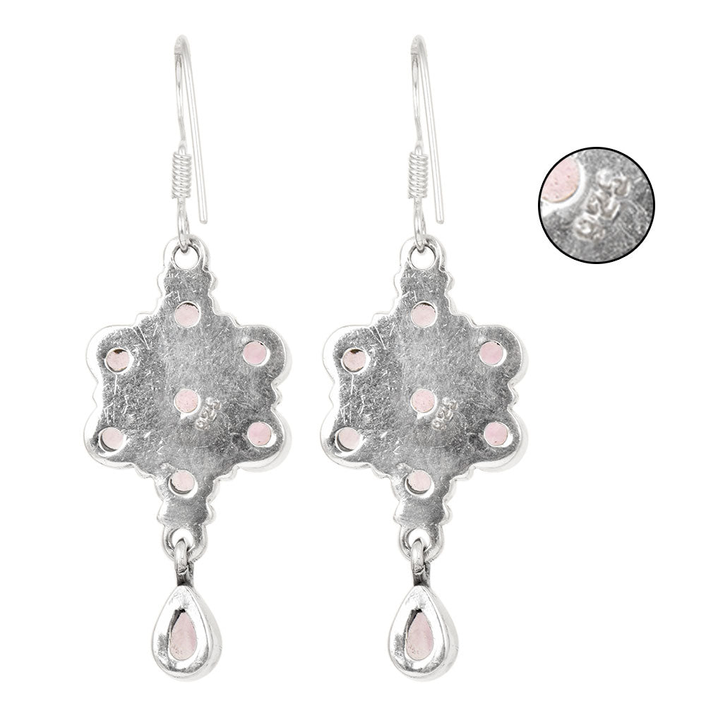 Detailed shot of Amethyst Dangle Earrings design in 92.5 Sterling Silver.