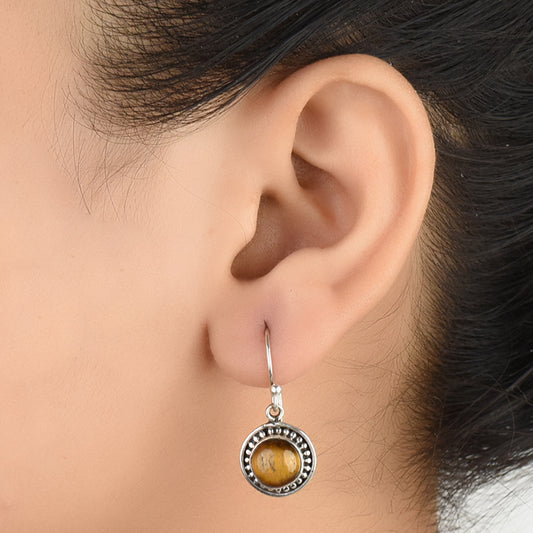 Pair of Small Tiger Dangle Earrings displayed on a neutral background for a clear view.