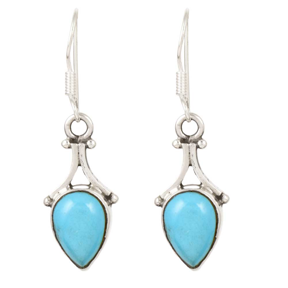 Detailed view of the clasp and back of the Turquoise Teardrop Earrings earrings.