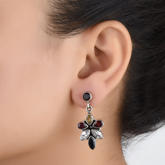 Pair of Floral Drop Earrings displayed on a neutral background for a clear view.