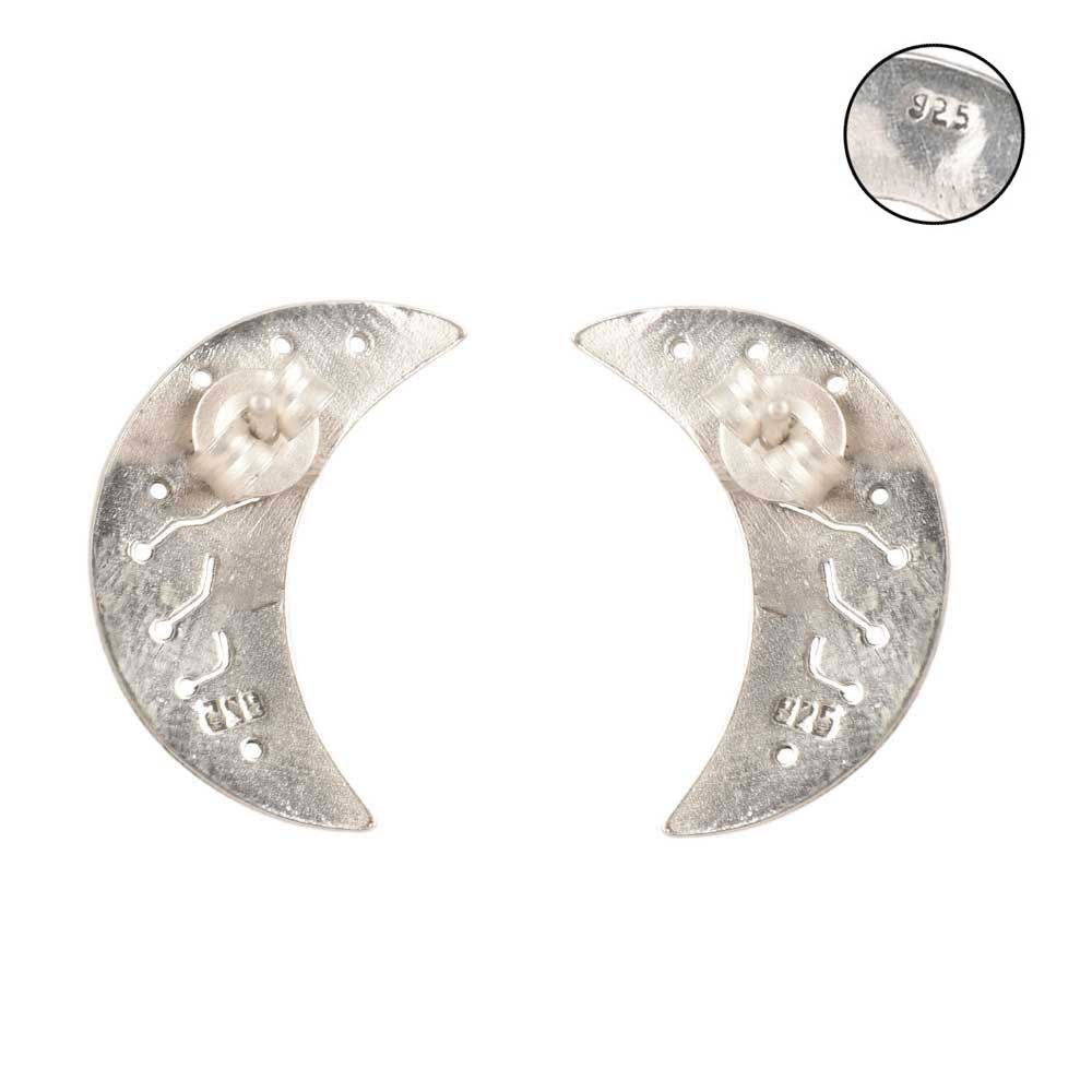 Earrings next to a scale to illustrate the size of Moon Stud Earrings.