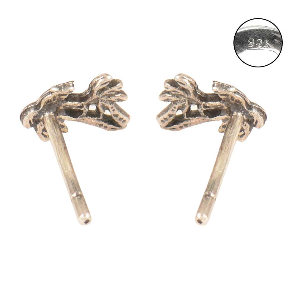 Earrings next to a scale to illustrate the size of Beach Palm Tree Stud Earrings.