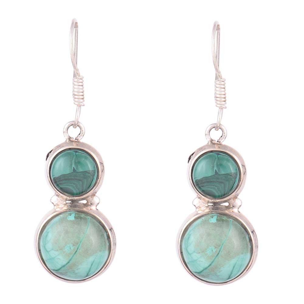 Earrings next to a scale to illustrate the size of Round Dangle Earrings.