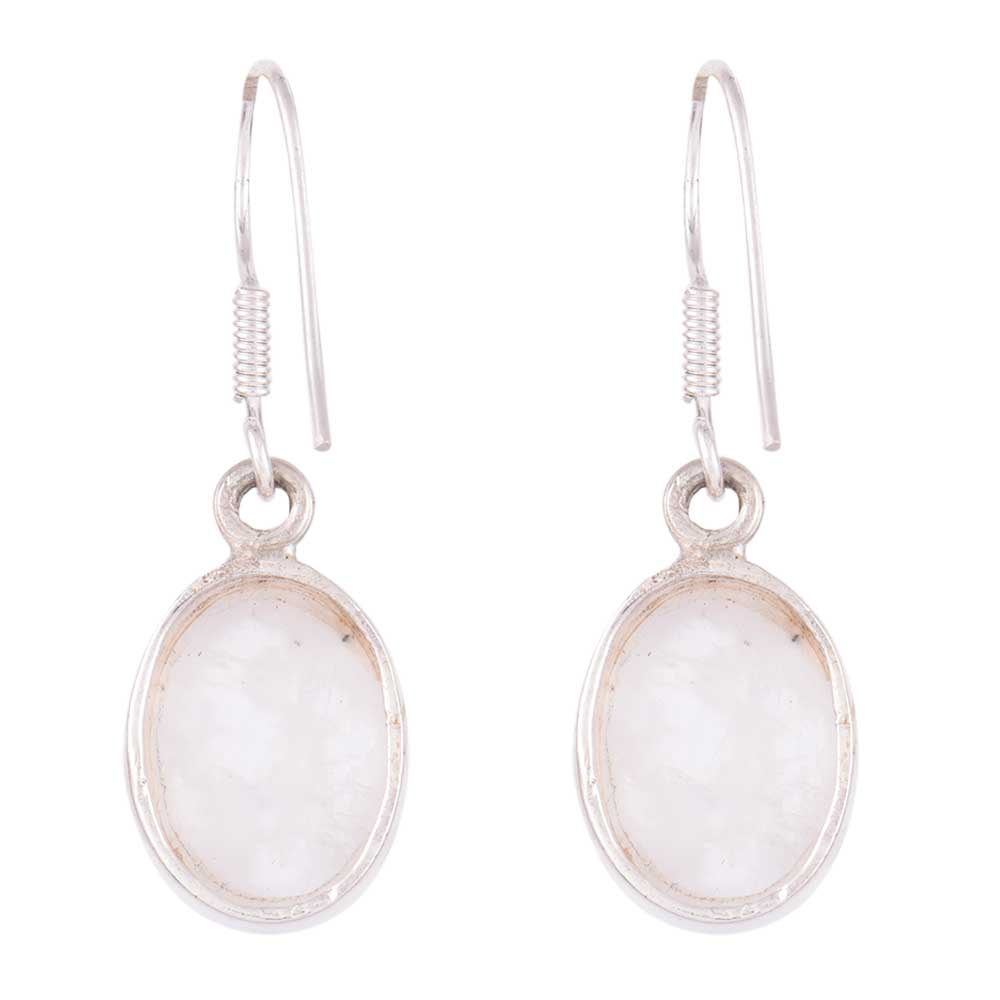 Pair of Quartz Oval Earrings displayed on a neutral background for a clear view.