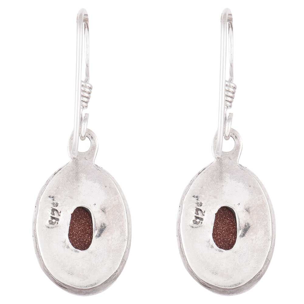 Pair of Brown Sunstone Wire Earrings displayed on a neutral background for a clear view.