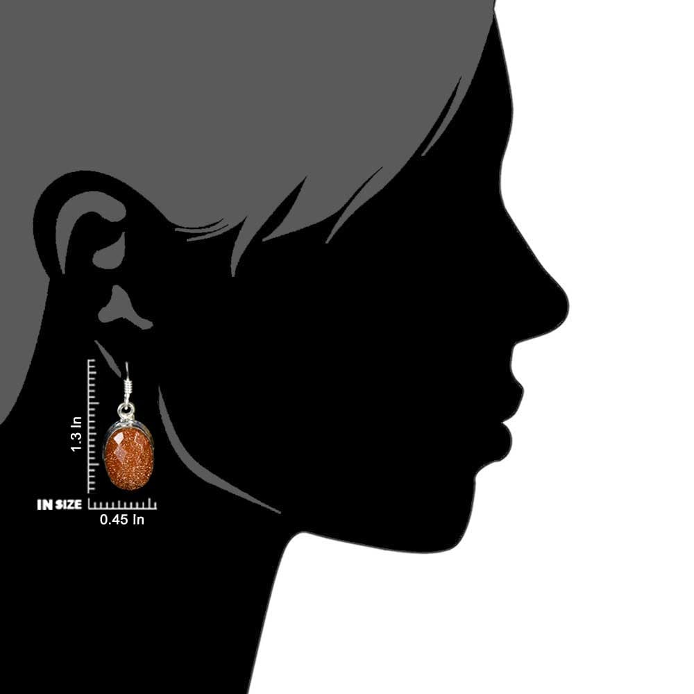 Detailed view of the clasp and back of the Brown Sunstone Wire Earrings earrings.
