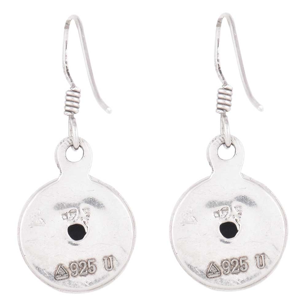 Pair of Lapis Round Earrings displayed on a neutral background for a clear view.