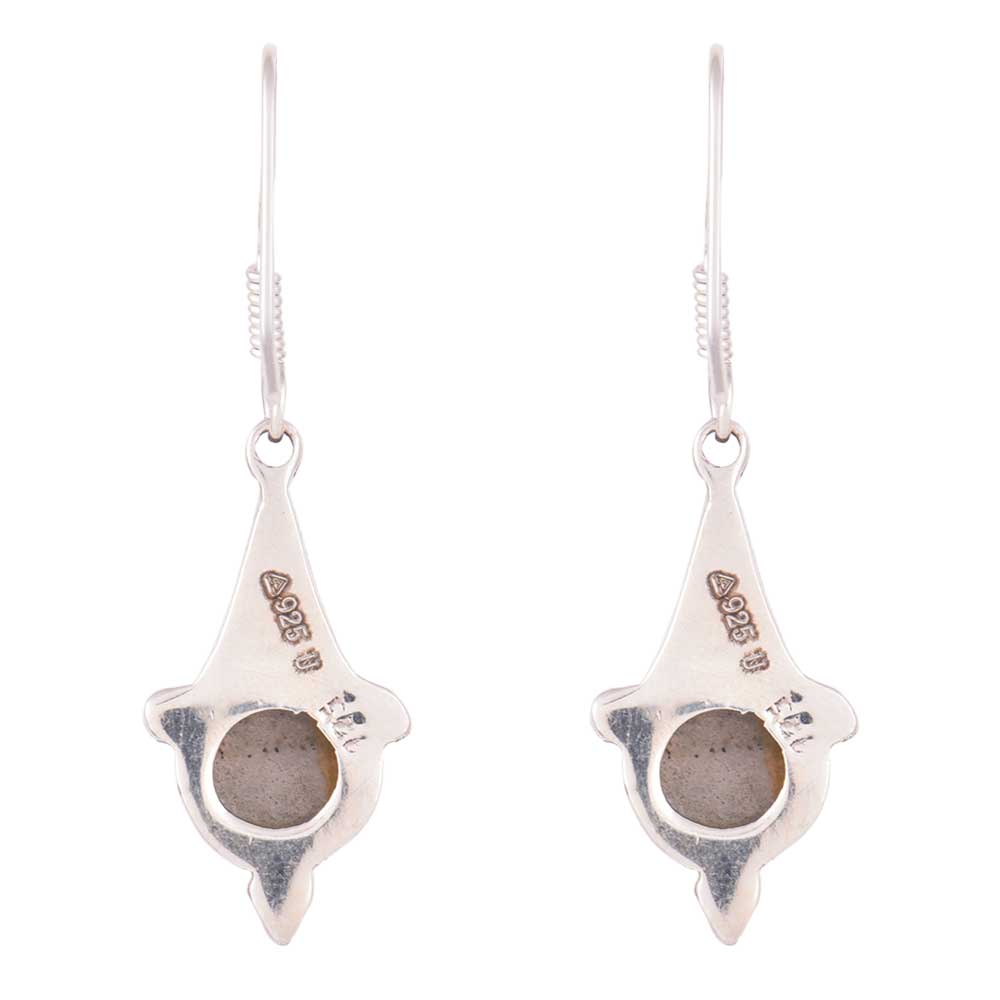 Close-up of everyday pietersite set in 92.5 Sterling Silver earrings.