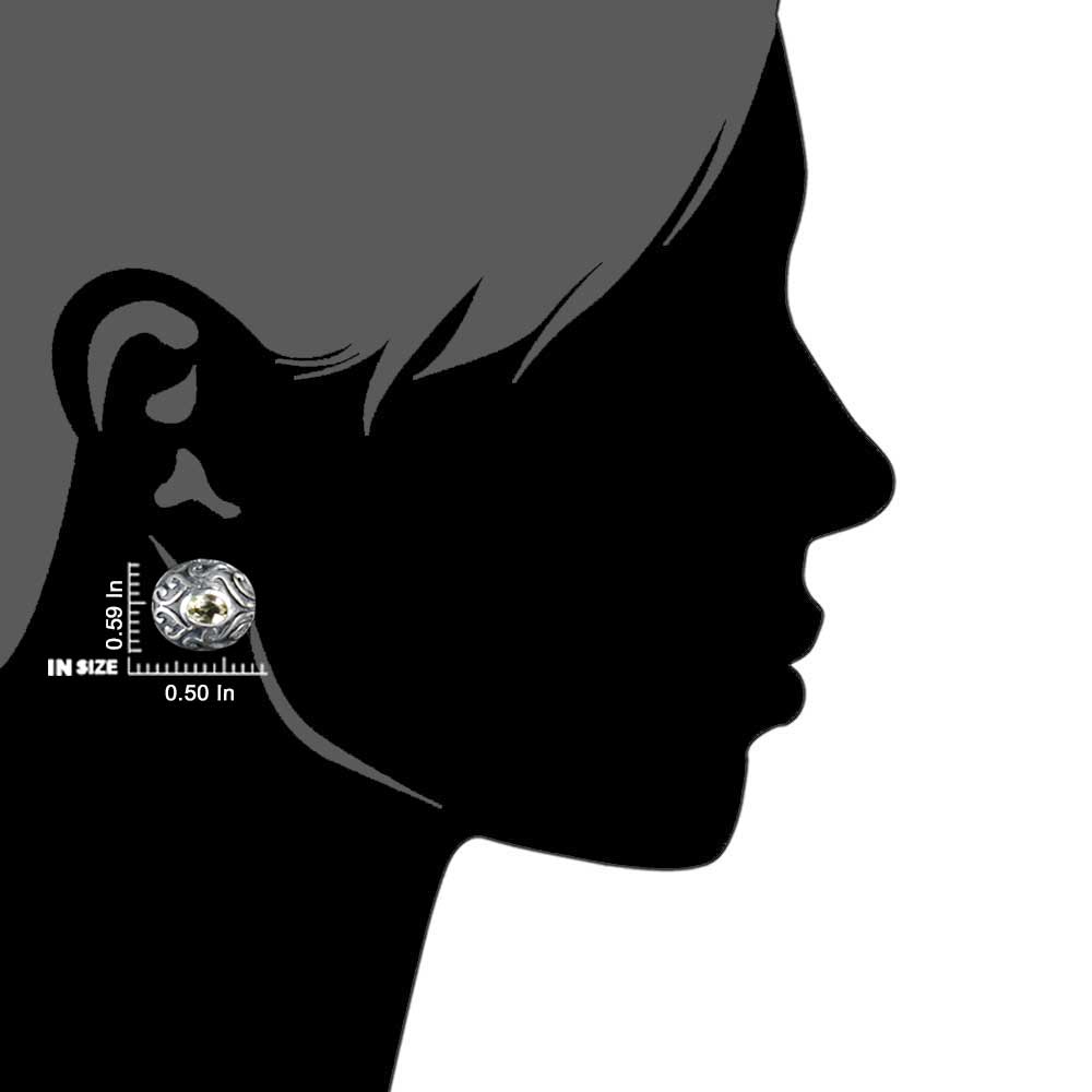 Slow crafted stud earrings inspired by textile motifs and enamel stone fashion stones, in 92.5 Sterling Silver.