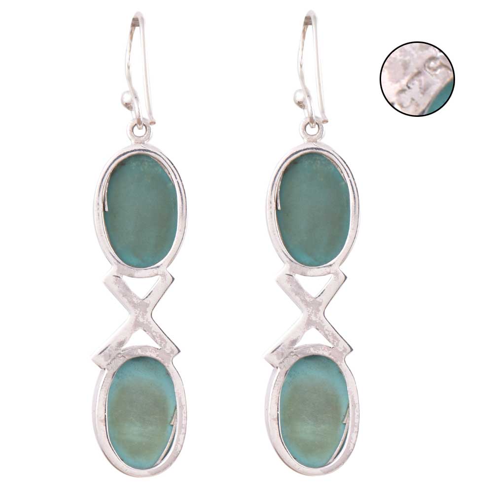 Pair of Turquoise Dangle Earrings displayed on a neutral background for a clear view.