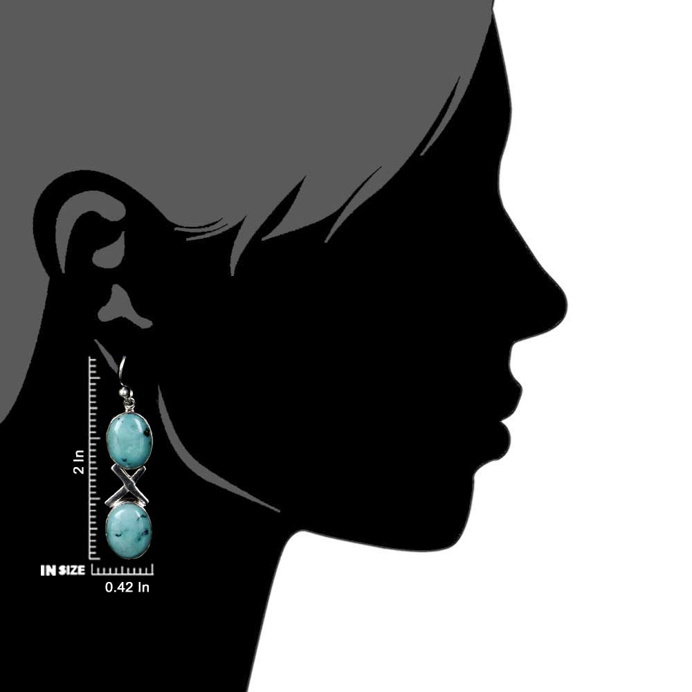 Detailed view of the clasp and back of the Turquoise Dangle Earrings earrings.