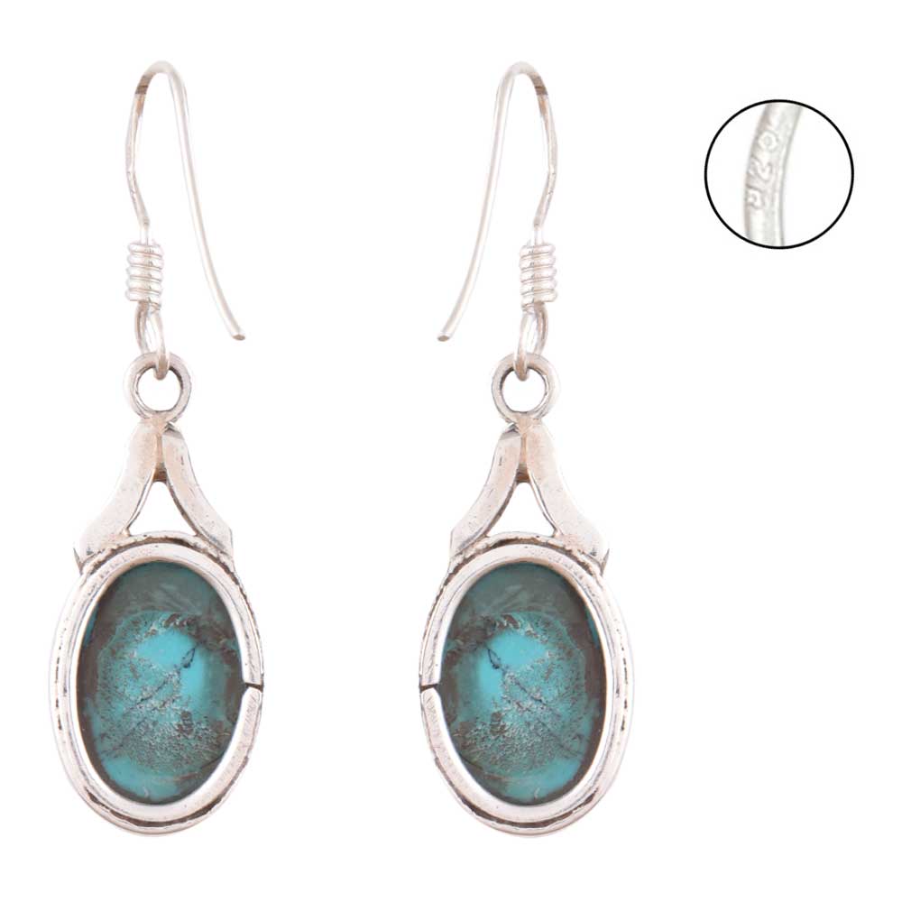 Pair of Turquoise Dangle Earrings displayed on a neutral background for a clear view.