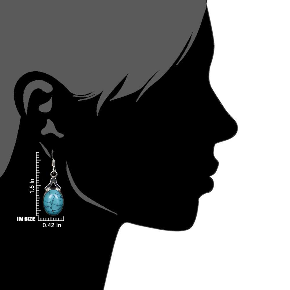 Detailed view of the clasp and back of the Turquoise Dangle Earrings earrings.