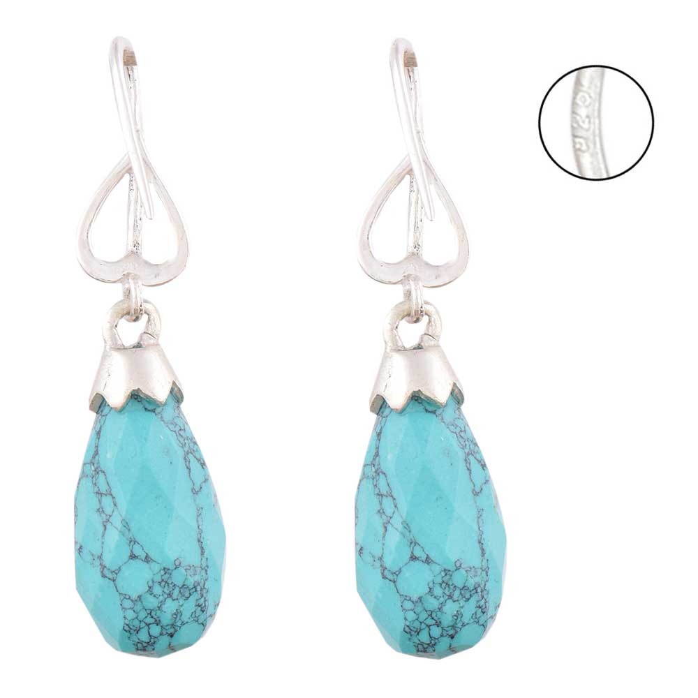 Pair of Turquoise Dangle Earrings displayed on a neutral background for a clear view.