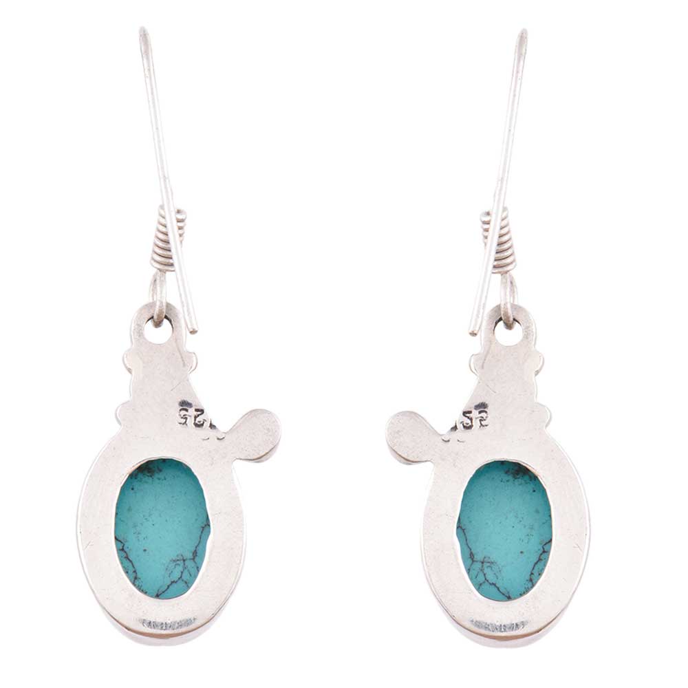 Pair of Turquoise Floral Dangle Earrings displayed on a neutral background for a clear view.
