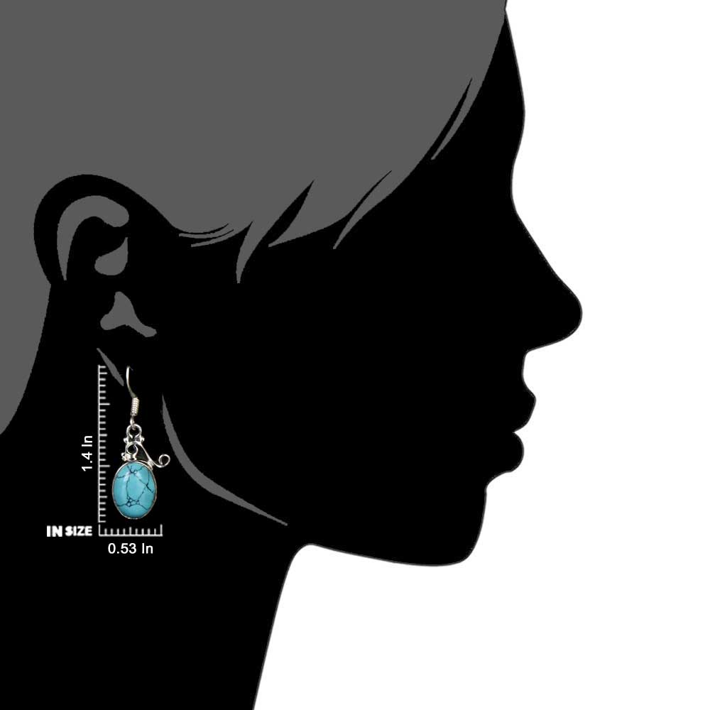 Detailed view of the clasp and back of the Turquoise Floral Dangle Earrings earrings.