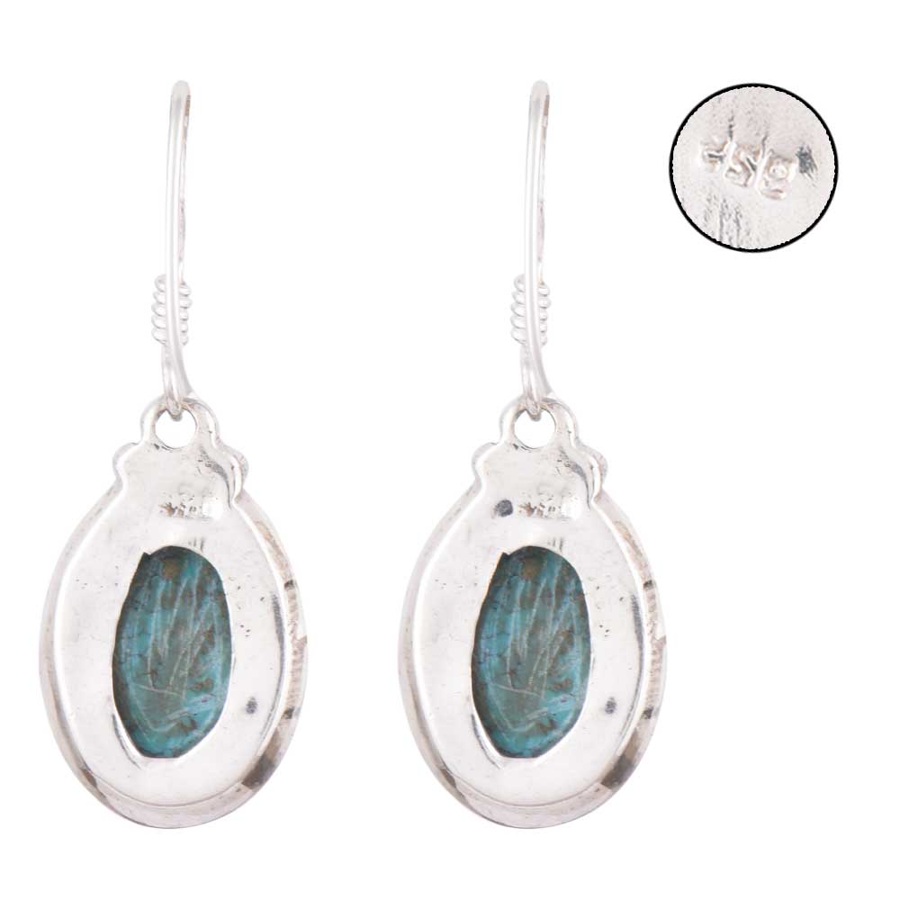Pair of Turquoise Teardrop Earrings displayed on a neutral background for a clear view.