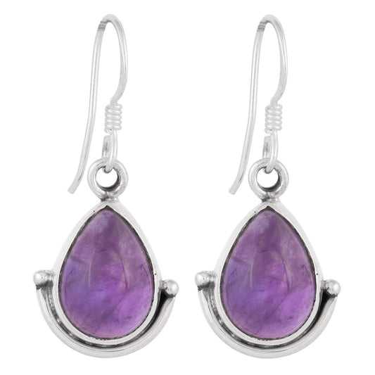 Dangle earrings with amethyst in 92.5 Sterling Silver, slow crafted and inspired by ancient stepwells.