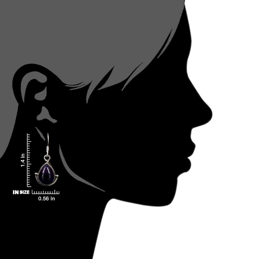 92.5 Sterling Silver dangle earrings with amethyst, handmade for quiet luxury.