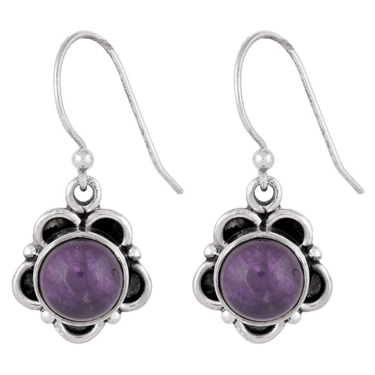 Flower earrings with five petals in 92.5 Sterling Silver, handcrafted and inspired by godna tattoos.