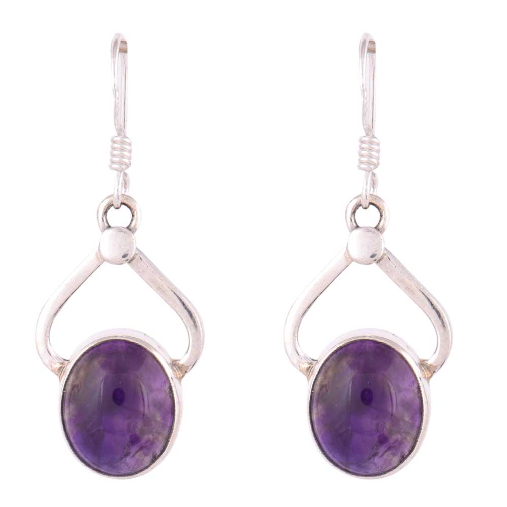 92.5 Sterling Silver earrings with amethyst, hand-finished for quiet luxury.